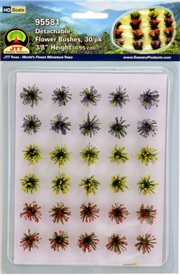 DETACHABLE FLOWER BUSHES, 3/8" High HO Scale, 30/pk.