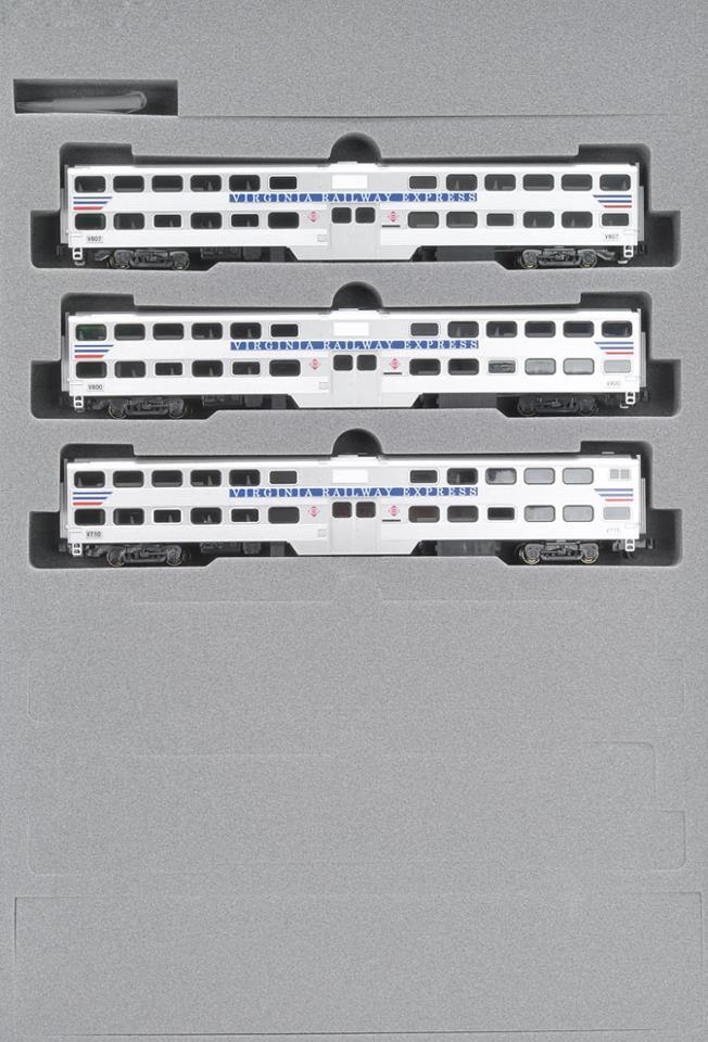 VIRGINIA RAILWAY EXPRESS GALLERY BI-LEVEL COMMUTER TRAIN 3 PACK - Click Image to Close