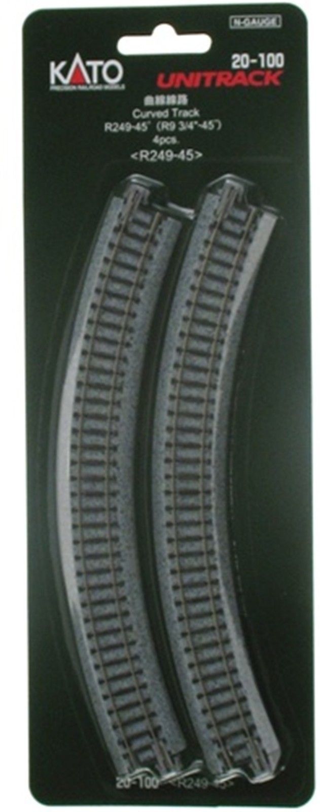 249mm (9 3/4") Radius 45º Curve Track [4 pcs] KATO 20-100 - Click Image to Close