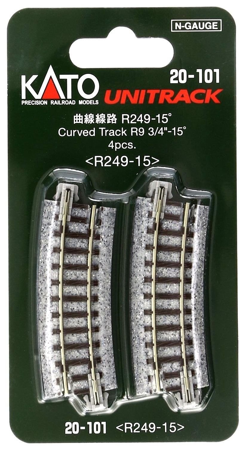 249mm (9 3/4") Radius 15º Curve Track [4 pcs] KATO 20-101 - Click Image to Close