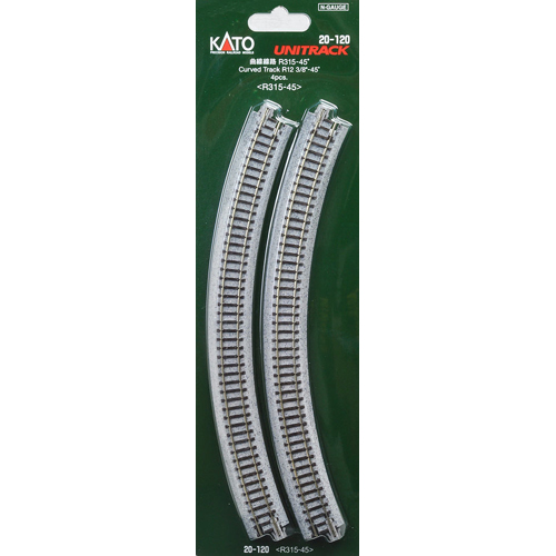 315mm (12 3/8") Radius 45º Curve Track [4 pcs] KATO 20-120 - Click Image to Close