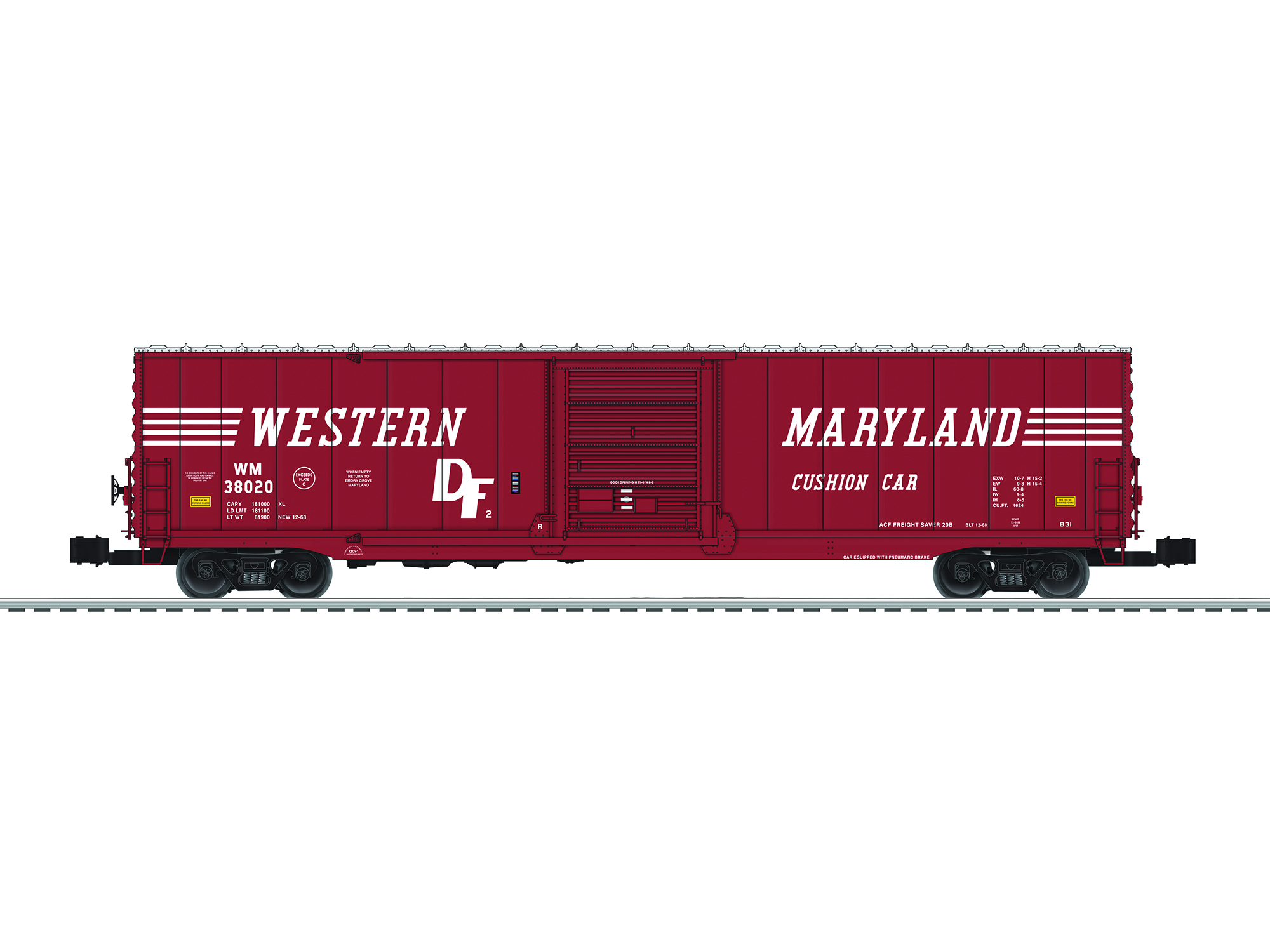 6-82657 WESTERN MARYLAND SCALE 60' BOXCAR #38020 6-82657 WESTERN MARYLAND SCALE 60' BOXCAR #38020