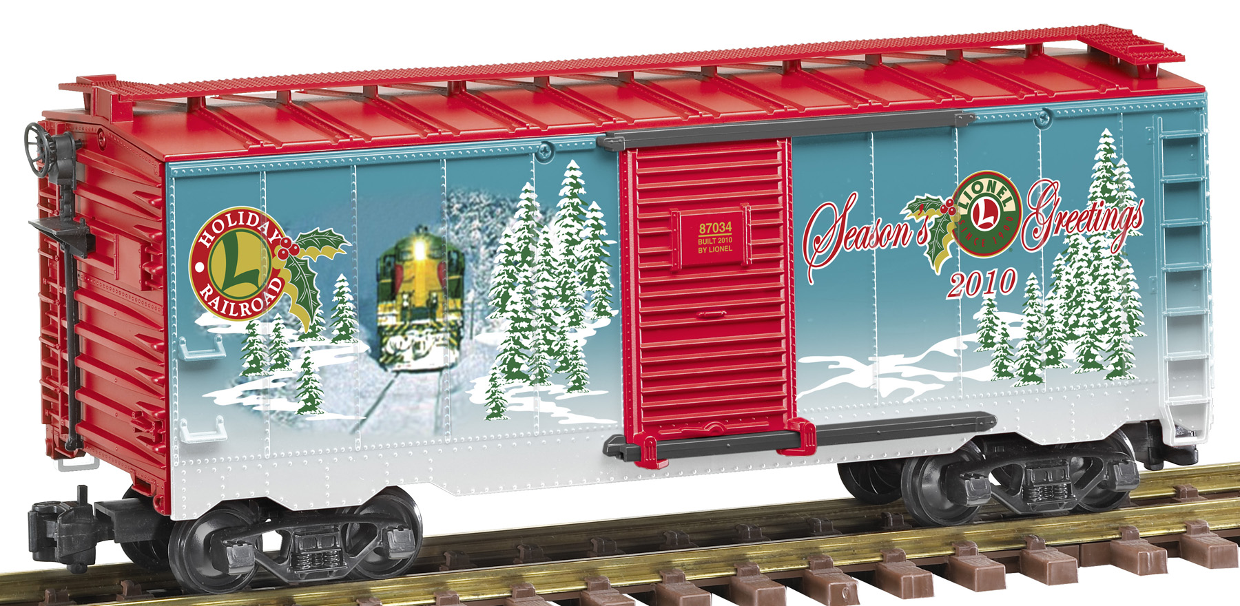 8-87034 2010 Holiday Christmas Boxcar Lionel Large Scale - Click Image to Close