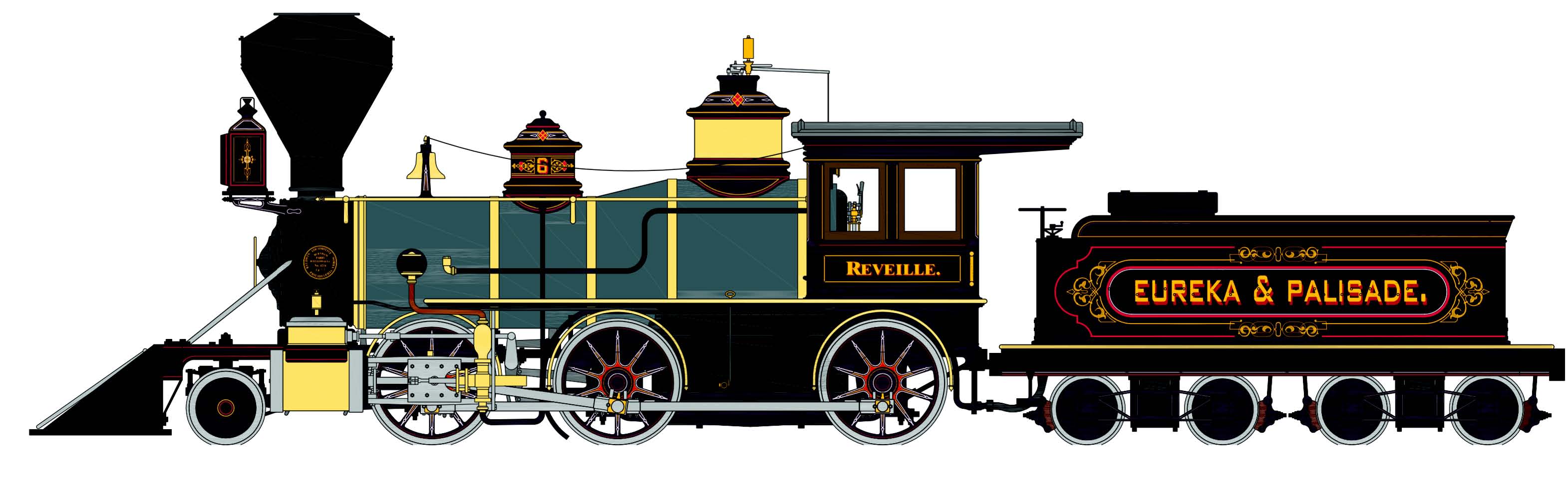 Eureka & Palisade (Reveille) - 2-6-0 (G Scale) - Click Image to Close