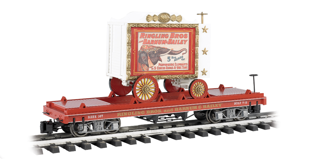 Flat Car W/Tableau Wagon - Performing Elephants #107 (G Scale) - Click Image to Close