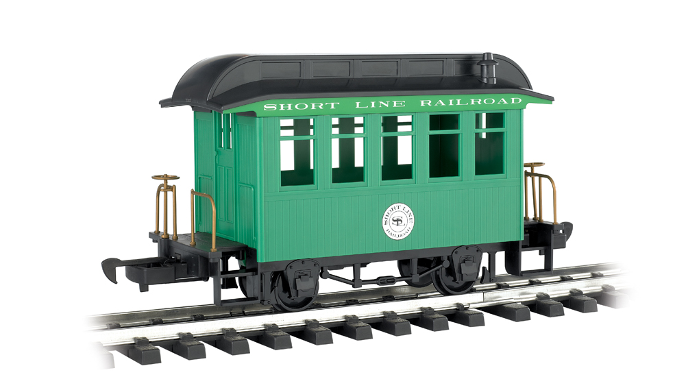 Coach - Short Line Railroad - Green With Black Roof (G Scale) - Click Image to Close