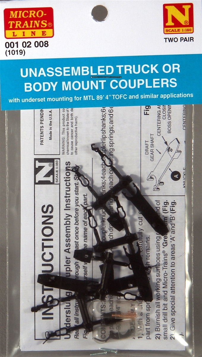 Truck or Body Mount Couplers (2 pair, Unassembled) (N) - Click Image to Close