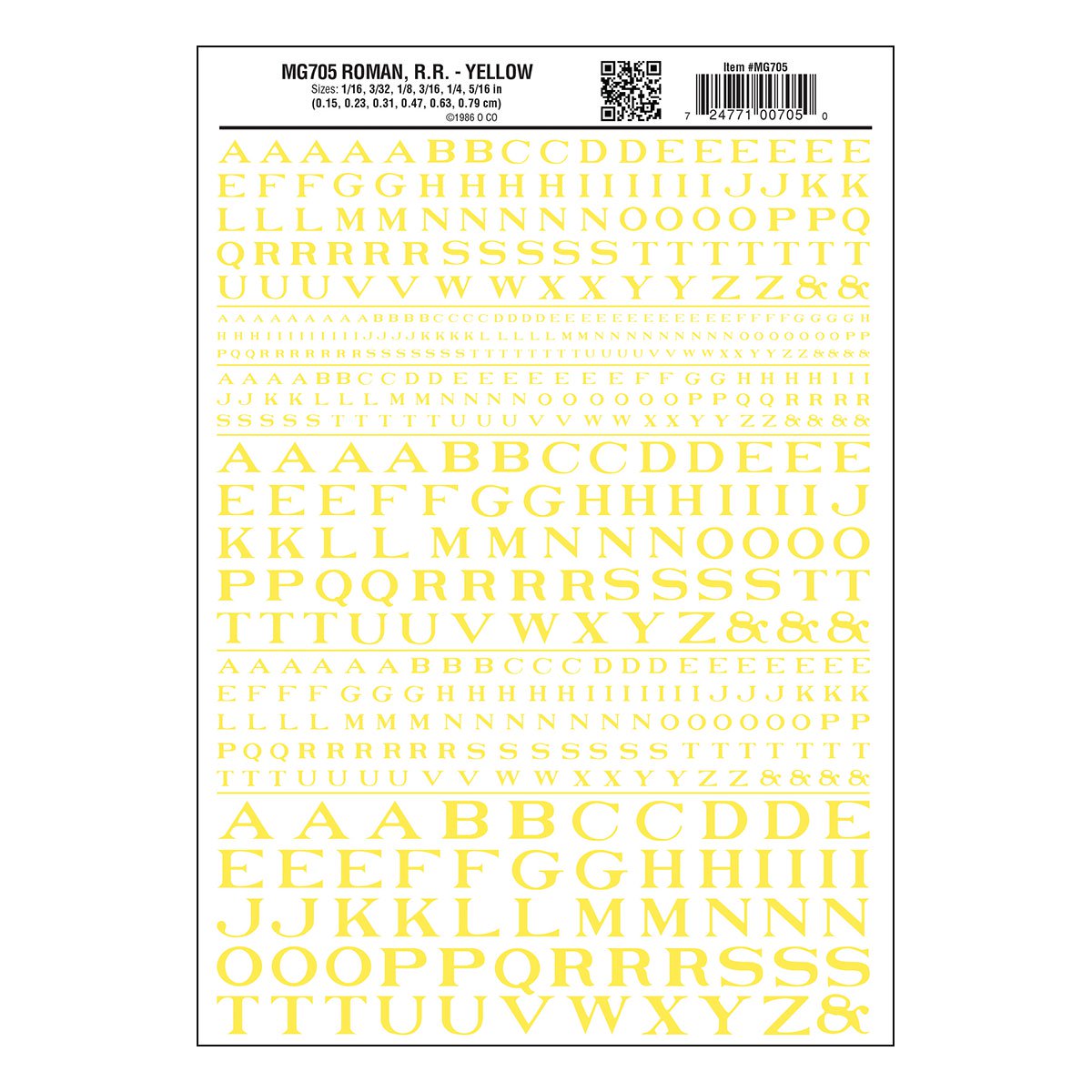 MG705 Roman R.R. Yellow Decals