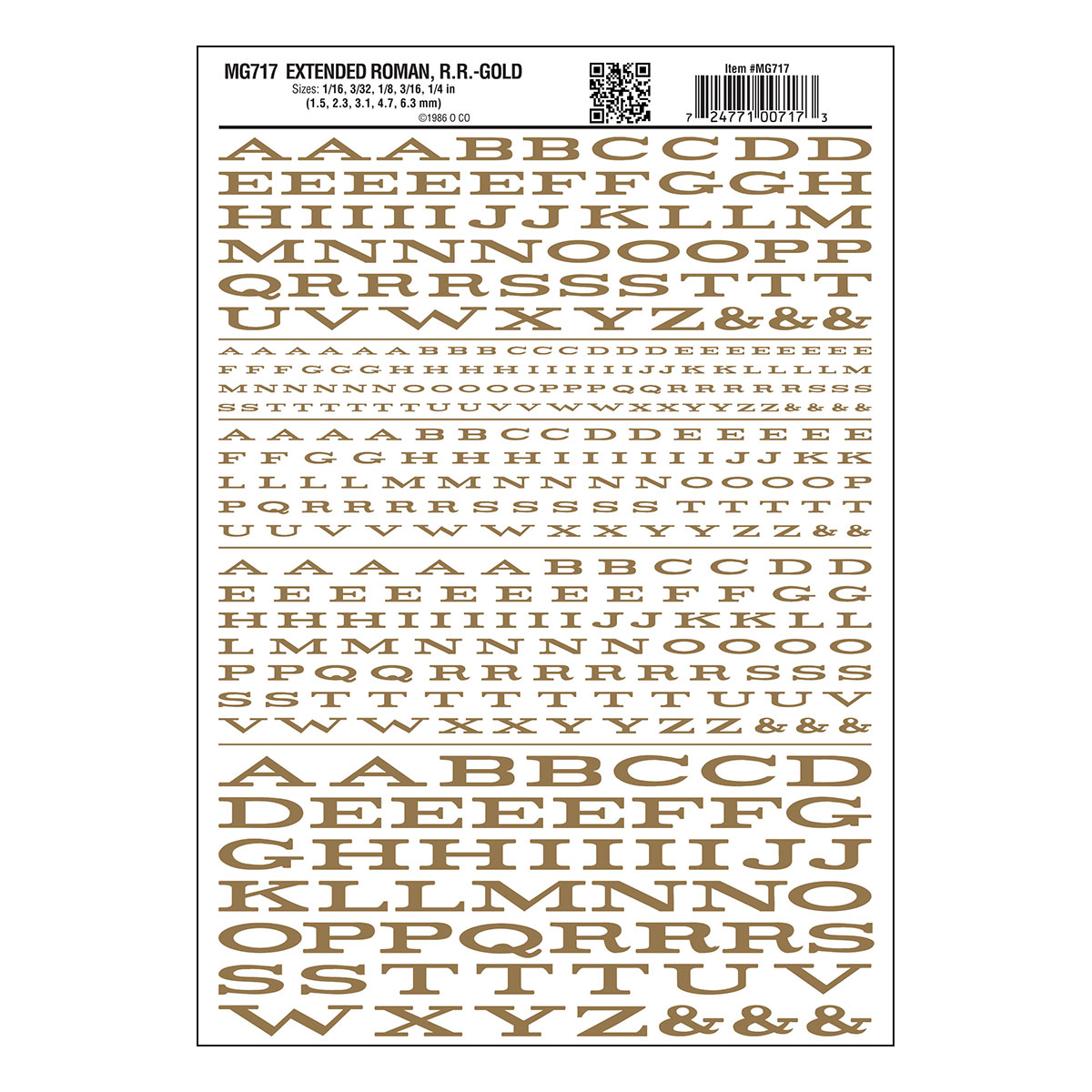 MG717 Extended Roman R.R. Gold Decals - Click Image to Close