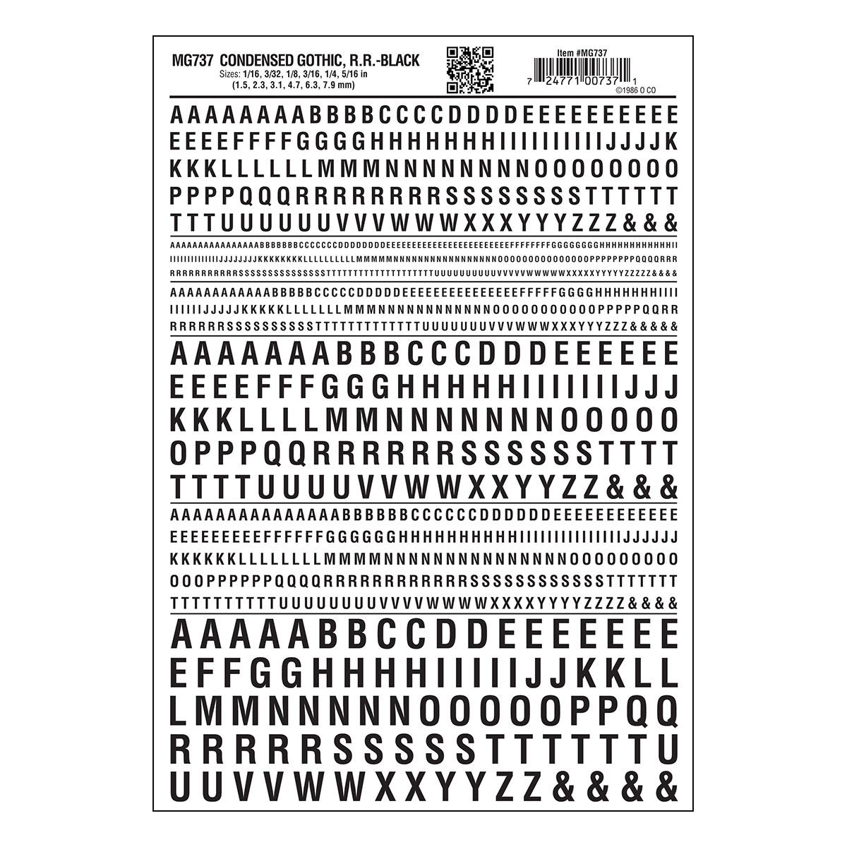 MG737 Condensed Gothic R.R. Black Decals