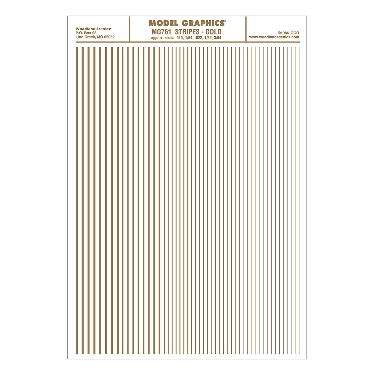 MG761 Stripes Gold Decals