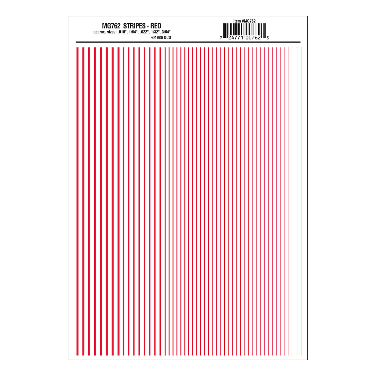 MG762 Stripes Red Decals - Click Image to Close