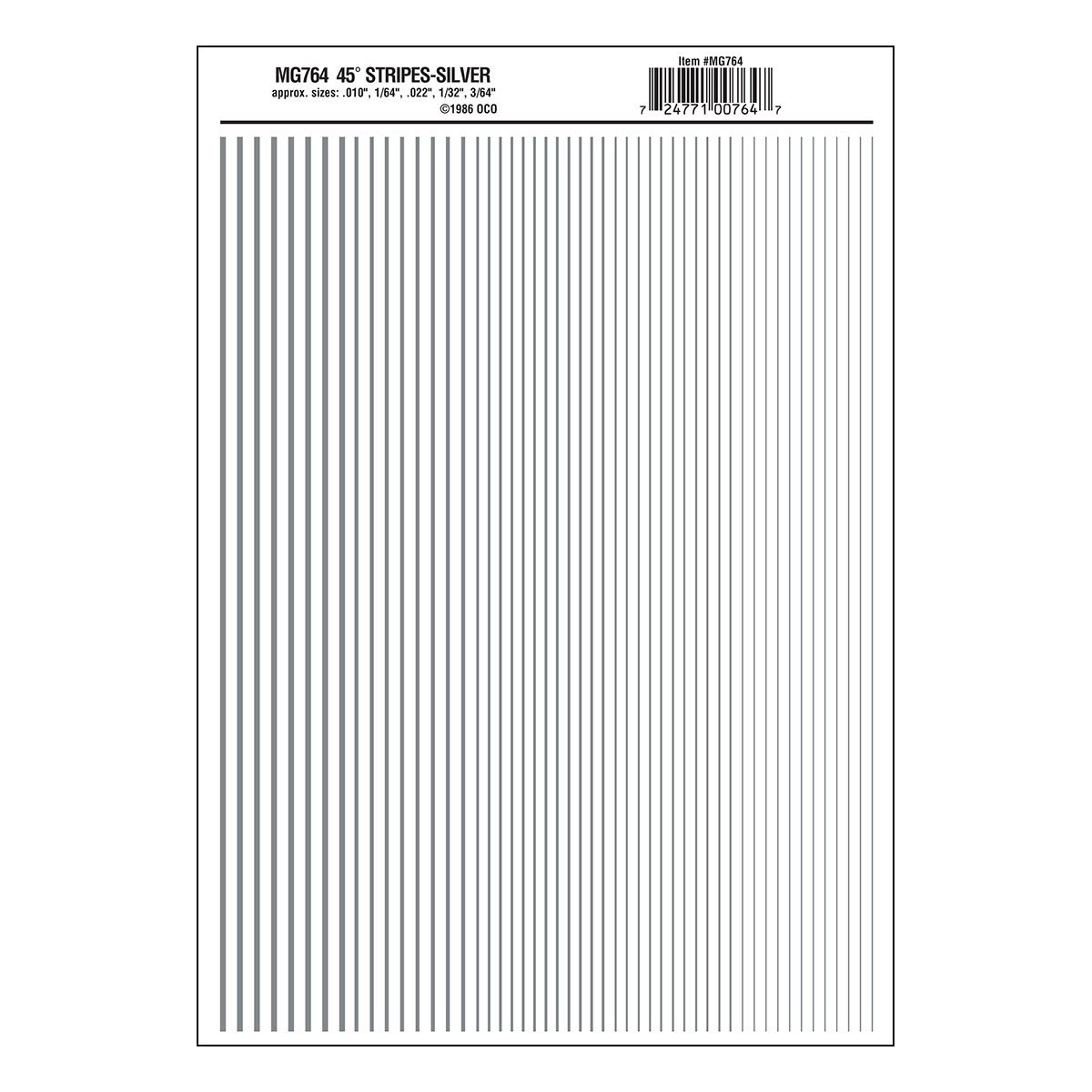 MG764 Stripes Silver Decals - Click Image to Close