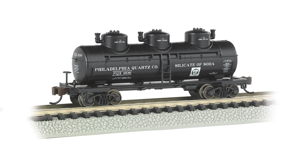 Philadelphia Quartz Co. - 3-Dome Tank Car (N Scale) - Click Image to Close