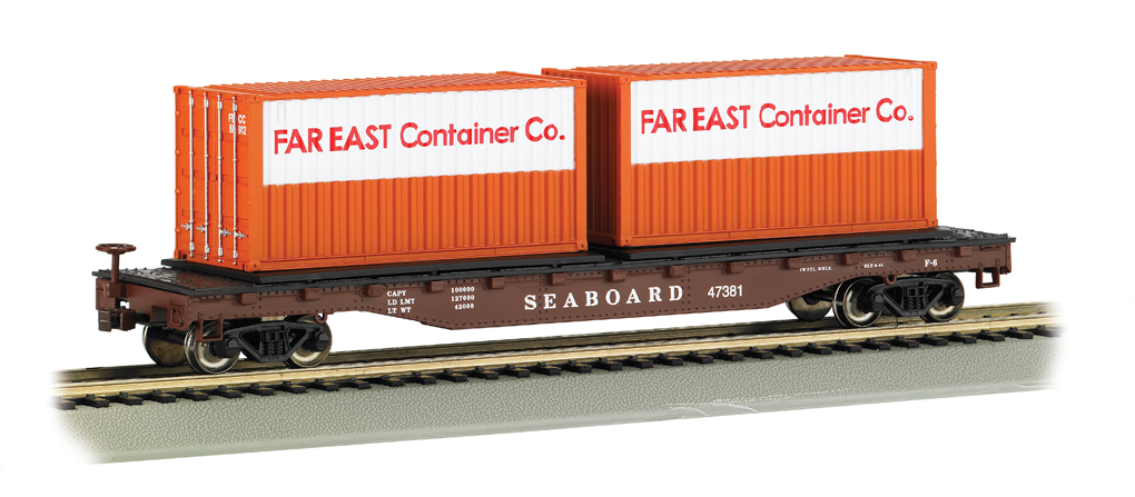 52 flat car seaboard with container load n scale bac18966