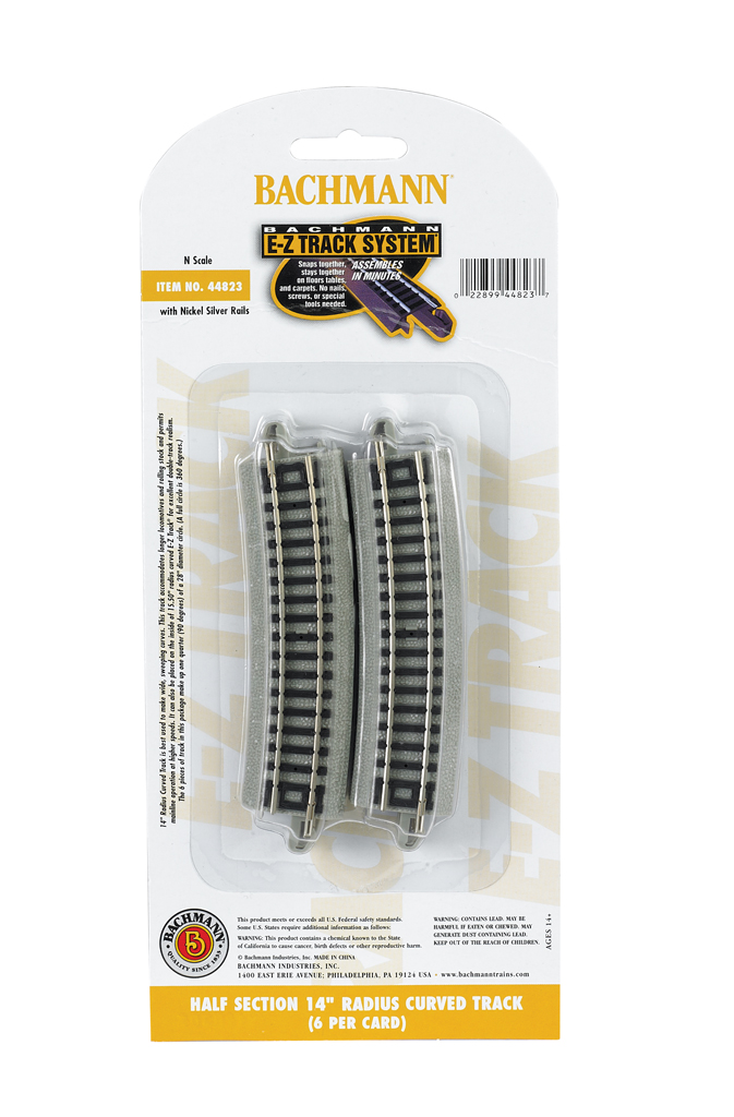 Half Section 14" Radius Curved Track - N Scale - Click Image to Close