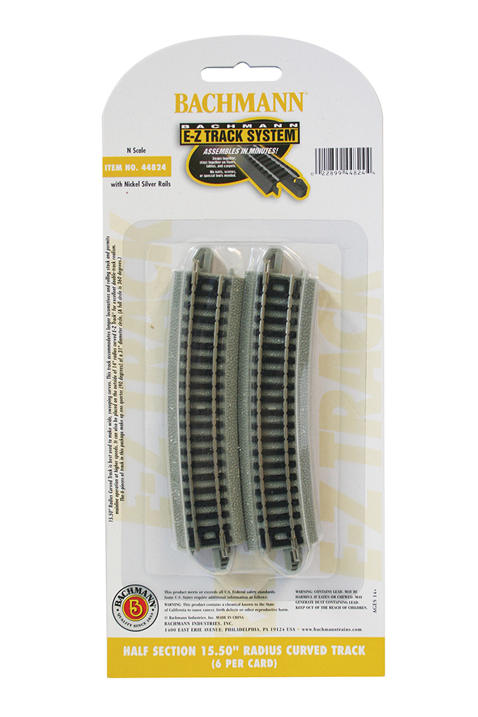 Half Section 15.50" Radius Curved Track - N Scale - Click Image to Close