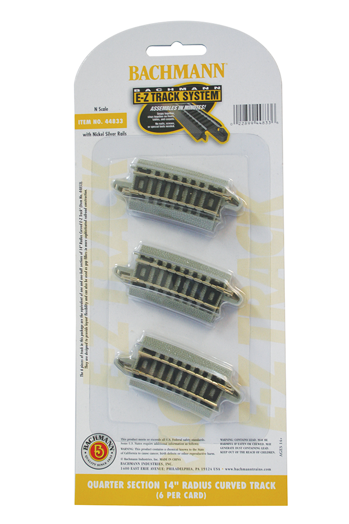 Quarter Section 14" Radius Curved Track (N Scale) - Click Image to Close