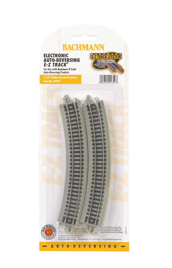 Nickel Silver Auto-Reversing 11.25" Radius Curved Track N Scale