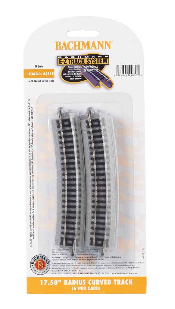 17.50" Radius Curved Track (N Scale) - Click Image to Close
