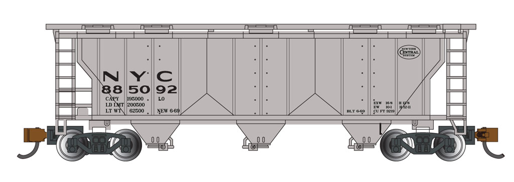New York Central - PS-2 Three-Bay Covered Hopper (N Scale)