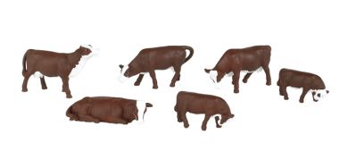 Cows - Brown & White - O Scale - Click Image to Close