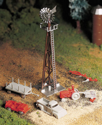 Windmill with Farm Machinery (O Scale) - Click Image to Close