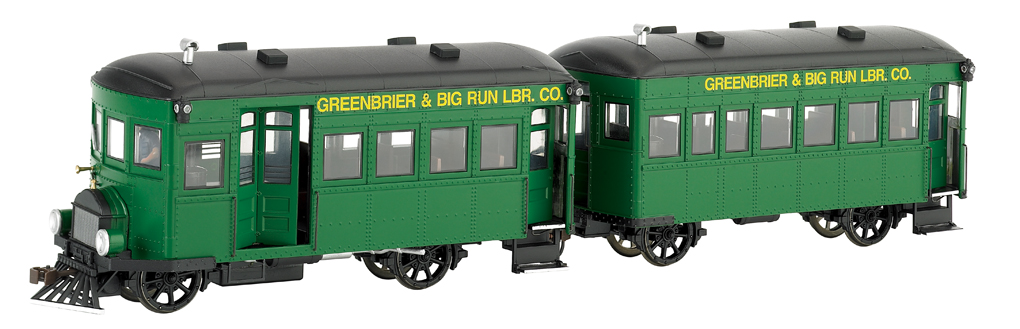 Greenbrier & Big Run Lumber Co. Rail Bus & Trailer -DCC (On30)