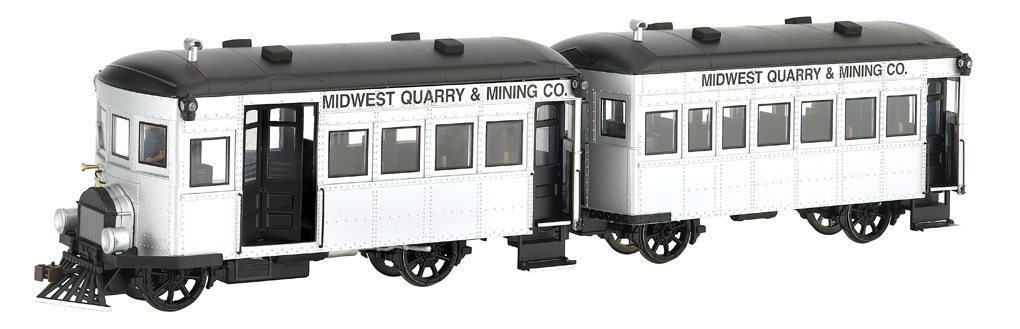 Midwest Quarry & Mining Co. Rail Bus & Trailer - DCC (On30)