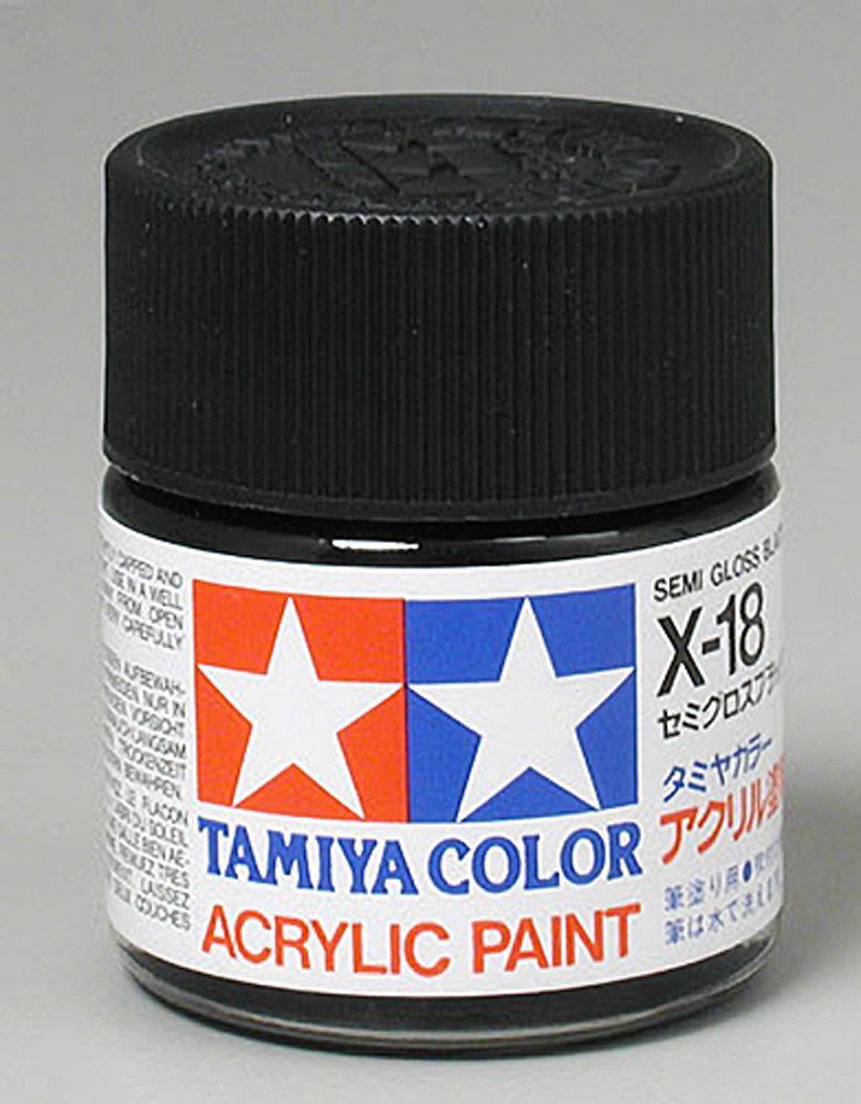 Tamiya Color Acrylic X-18 Semi Gloss Black - 23ml Bottle