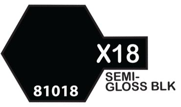 Tamiya Color Acrylic X-18 Semi Gloss Black - 23ml Bottle - Click Image to Close