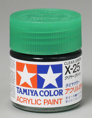 Tamiya Color Acrylic X-25 Clear Green - 23ml Bottle - Click Image to Close