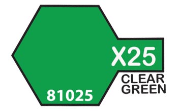 Tamiya Color Acrylic X-25 Clear Green - 23ml Bottle - Click Image to Close