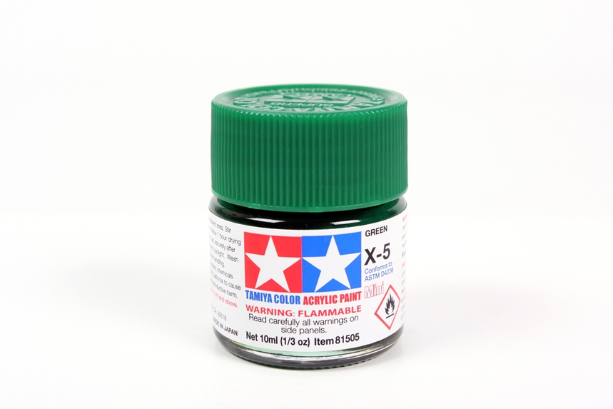 Tamiya Color Acrylic Mini X-5 Green - 10ml Bottle - Click Image to Close