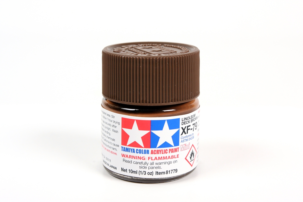 Tamiya Acrylic Mini XF-79 Linoleum Deck Brown - 10ml Bottle - Click Image to Close