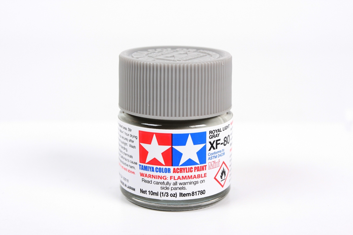 Tamiya Acrylic Mini XF-80 Royal Light Grey - 10ml Bottle - Click Image to Close