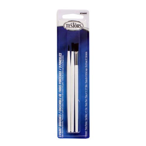 3 Pack with 1 Flat, 1 Pointed, and 1/4" Wide Paint Brushes