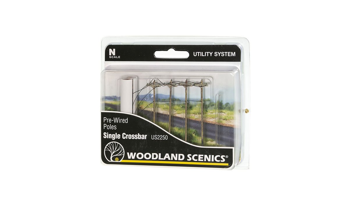 Pre-Wired Poles - Single Crossbar - N Scale