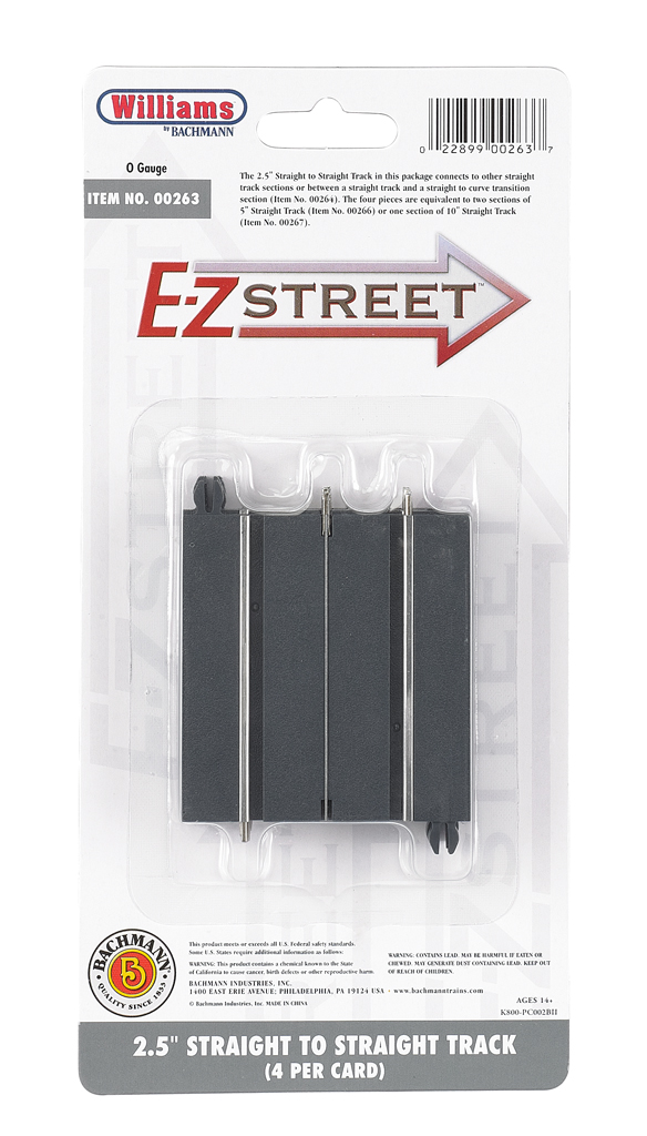 E-Z Street 2.5" Straight To Straight Track (4/Card) - Click Image to Close