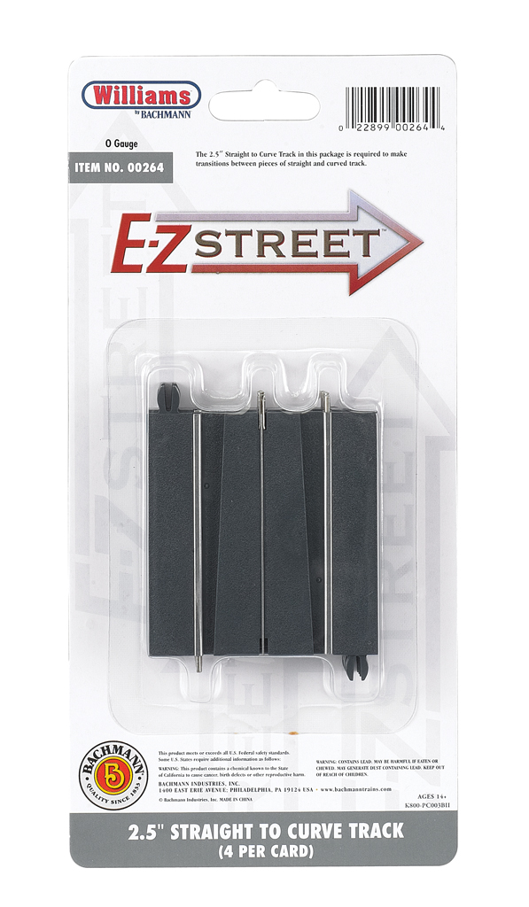 E-Z Street 2.5" Straight To Curve Track (4/Card)