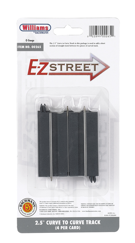E-Z Street 2.5" Curve To Curve Track (4/Card) - Click Image to Close
