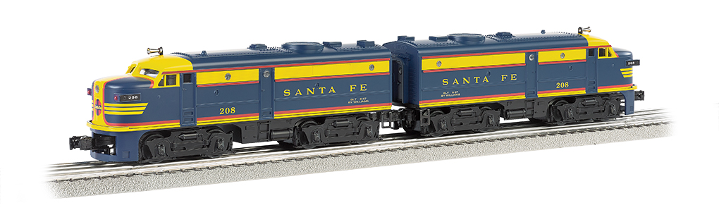 Santa Fe #208 - Blue/Yellow - O-27 Alco FA-2 Powered A / Dummy - Click Image to Close