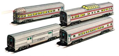 Santa Fe - 60' Aluminum Streamliners 4 Car Set - Click Image to Close