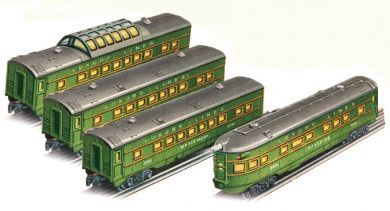 Luxury Lines Green - O-27 Streamliners 4 Car Set