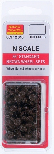 36" Standard Brown Wheel Sets (100 axles) (N) - Click Image to Close