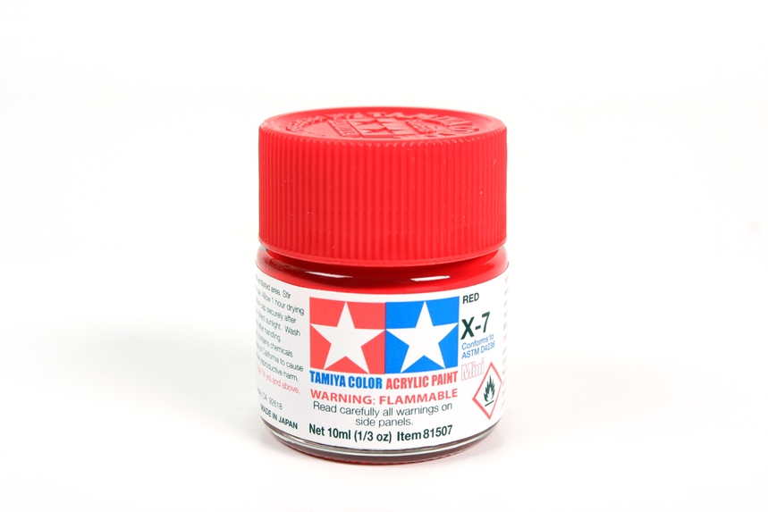 Tamiya Color Acrylic Mini X-7 Red - 10ml Bottle - Click Image to Close