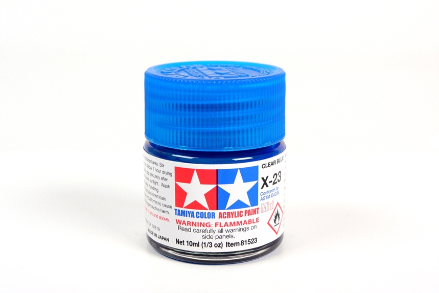 Tamiya Color Acrylic Mini X-23 Clear Blue - 10ml Bottle