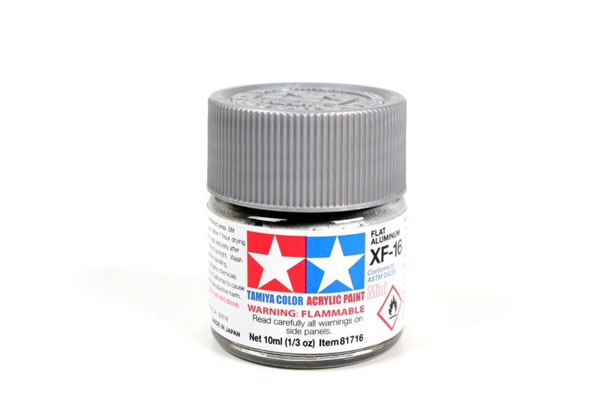 Tamiya Color Acrylic Mini XF-16 Flat Aluminum - 10ml Bottle - Click Image to Close