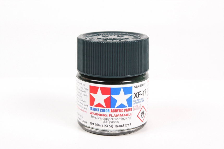 Tamiya Color Acrylic Mini XF-17 Sea Blue - 10ml Bottle - Click Image to Close