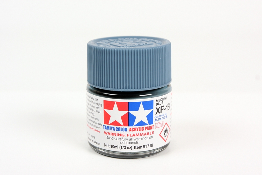 Tamiya Color Acrylic Mini XF-18 Medium Blue - 10ml Bottle